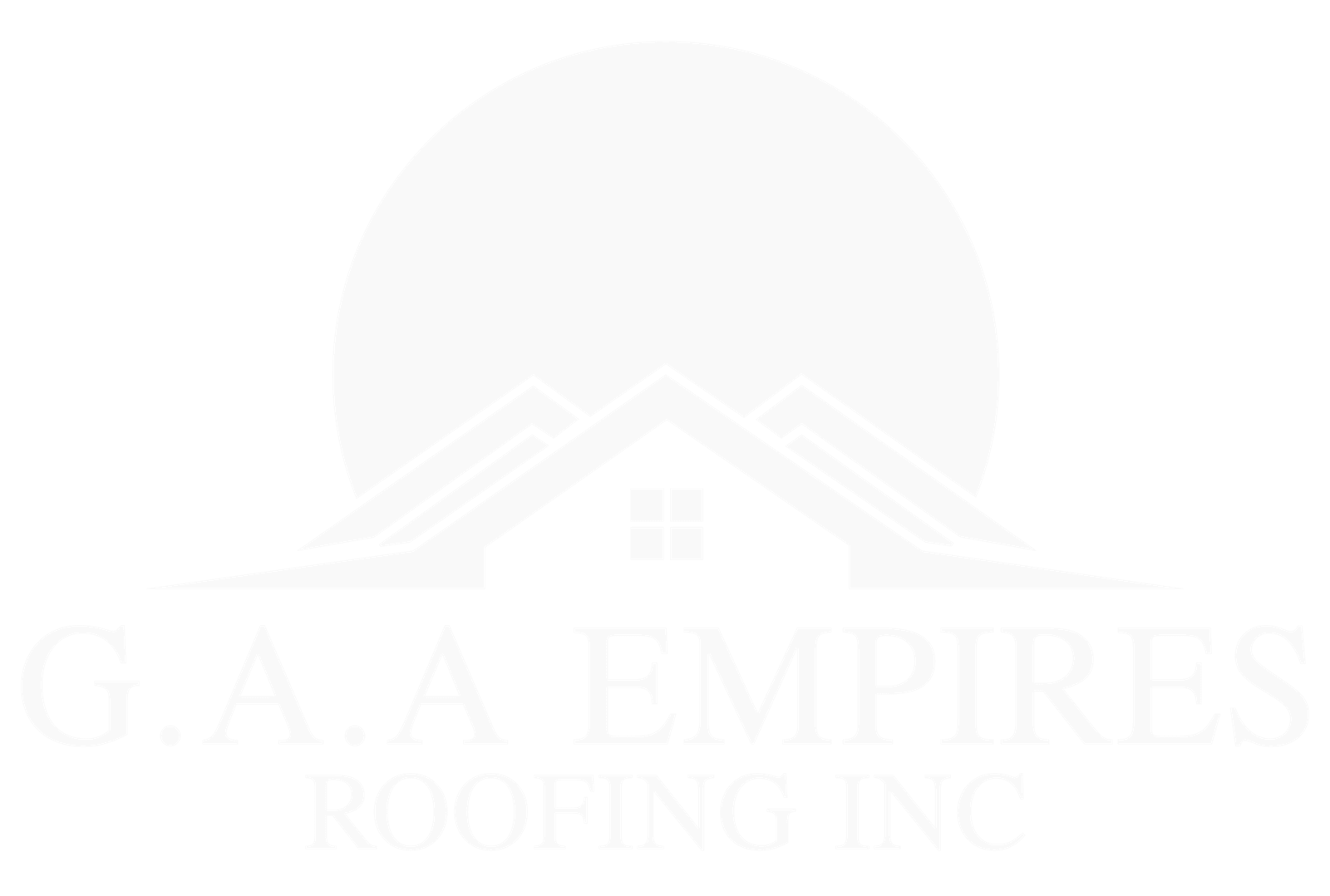 G.A.A Empires Roofing Inc logo with house and roof graphic.